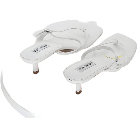 Steve Madden Jessa white leather thong kitten heel sandals Women US 9.5M - Picture 3 of 6